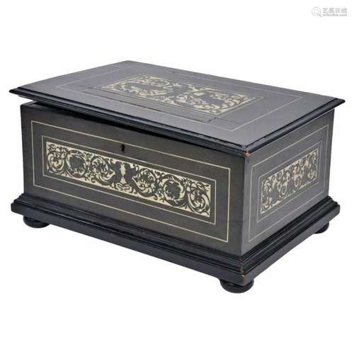 19TH CENTURY ITALIAN TABLETOP CHEST IN EBONIZED WOOD AND BON...