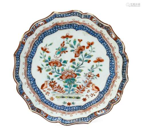 A Dutch-Decorated Chinese Porcelain Dish, Qianlong, of silve...