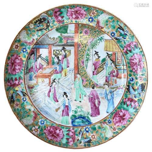 A Chinese Canton Decorated Persian-Market Plate, circa 1855,...