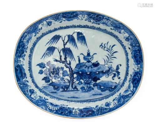 A Chinese Porcelain Meat Platter, Qianlong, of oval form, pa...