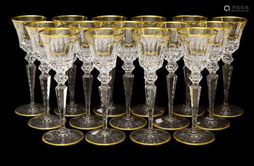 A Set of Fifteen St Louis Red Wine Glasses, 20th century, th...
