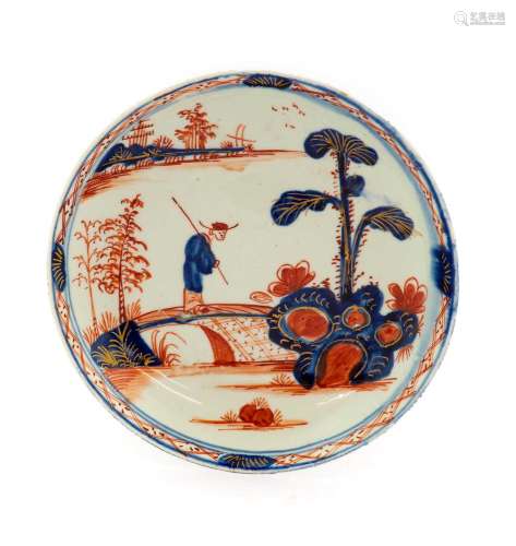 A Vauxhall Porcelain Saucer, circa 1755, painted in Chinese ...
