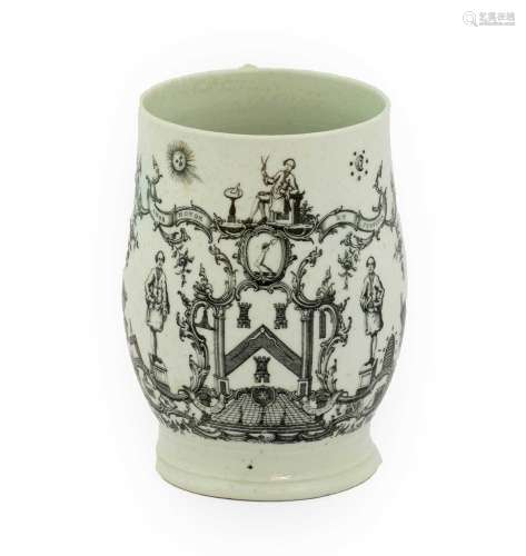A Longton Hall Porcelain Mug, circa 1760, of ovoid form with...