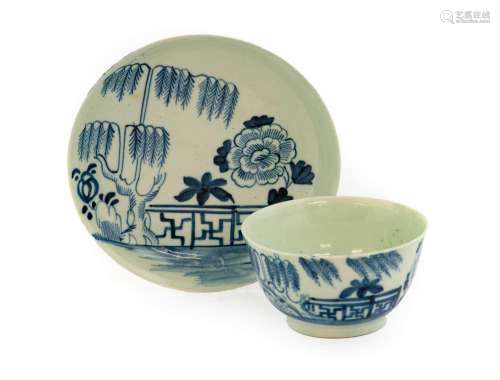 A Richard Chaffers Liverpool Porcelain Tea Bowl and Saucer, ...
