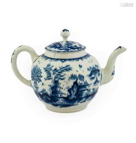 A Lowestoft Porcelain Large Teapot or Punch Pot and Cover, c...