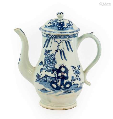 A Lowestoft Coffee Pot and Cover, circa 1770, of baluster fo...