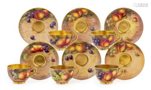A Matched Set of Five Royal Worcester Porcelain Teacups and ...