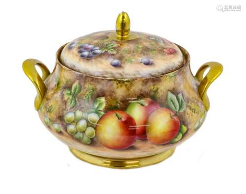 A Royal Worcester Style Porcelain Tureen and Cover, by David...