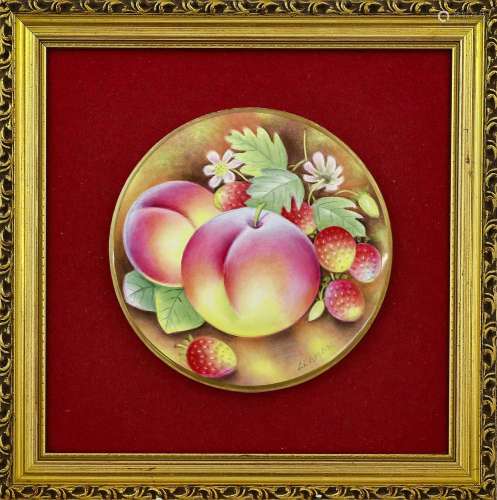 A Royal Worcester Style Porcelain Plaque, by Leaman, late 20...