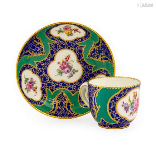 A Sèvres Porcelain Coffee Cup and Saucer, the porcelain 18th...