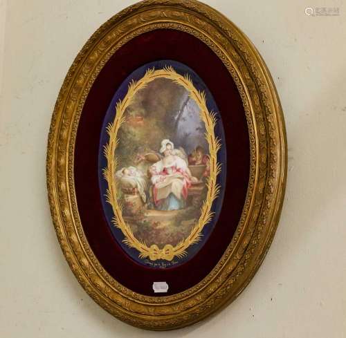 A Sèvres Style Porcelain Plaque, late 19th century, of oval ...