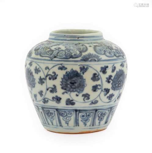 A Chinese Porcelain Jar, late Ming Dynasty, of ovoid form, p...