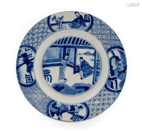 A Chinese Porcelain Plate, Kangxi mark and of the period, pa...