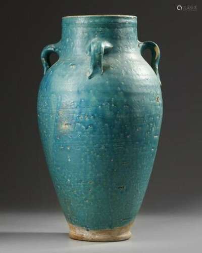 A LARGE TURQUOISE-BLUE GLAZED STORAGE JAR, IRAN, CIRCA 12TH ...