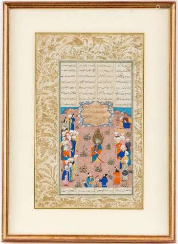 IRANIAN SCHOOL, AN ILLUSTRATED SHAHNAMEH MANUSCRIPT ON GOUAC...