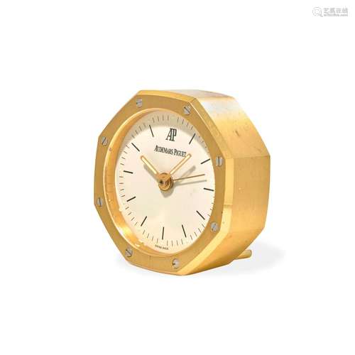 AUDEMARS PIGUET. A BRASS ROYAL OAK QUARTZ ALARM CLOCK