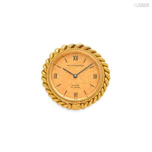 VAN CLEEF & ARPELS. AN 18K GOLD MINIATURE CLOCKMid-20th ...