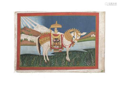 AN INDIAN PAINTING ON FABRIC, 20TH CENTURY