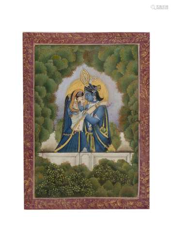 KRISHNA AND RADHNA IN A TENDER EMBRACE Northern India, late ...