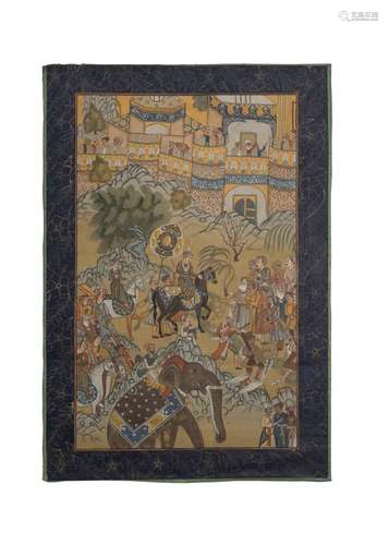 AN INDIAN PAINTING ON FABRIC, 20TH CENTURY