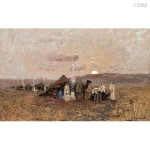 ALFRED VON WIERUSZ-KOWALSKI (1849-1915) A BEDOUIN CAMP BY MO...