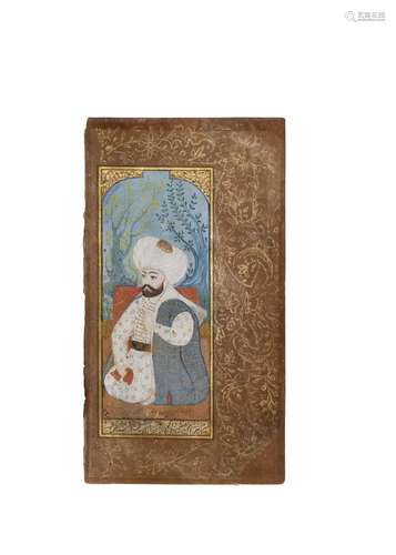 A RARE OTTOMAN MINIATURE OF FATIH SULTAN MEHMET GOUACHE ON P...