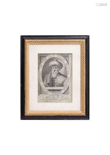 AN OTTOMAN PRINT PORTRAIT OF SULTAN MUSTAFA I, 17TH CENTURY