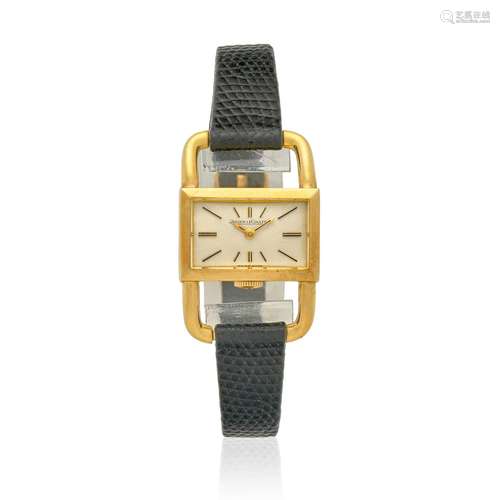 JAEGER LECOULTRE. A DISTINCT 18K GOLD MANUAL WIND WRISTWATCH...