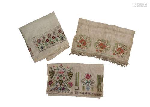 ASSORTMENT OF EMBROIDED HAMMAM TOWELS, 19TH CENTURY