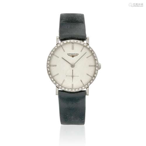 【¤】LONGINES. AN 18K WHITE GOLD MANUAL WIND WRISTWATCH Chance...