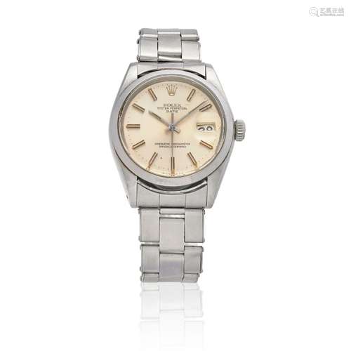 ROLEX. A STAINLESS STEEL AUTOMATIC CALENDAR BRACELET WATCH D...