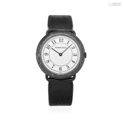 【¤】TIFFANY. A BLACKENED METAL WRISTWATCH