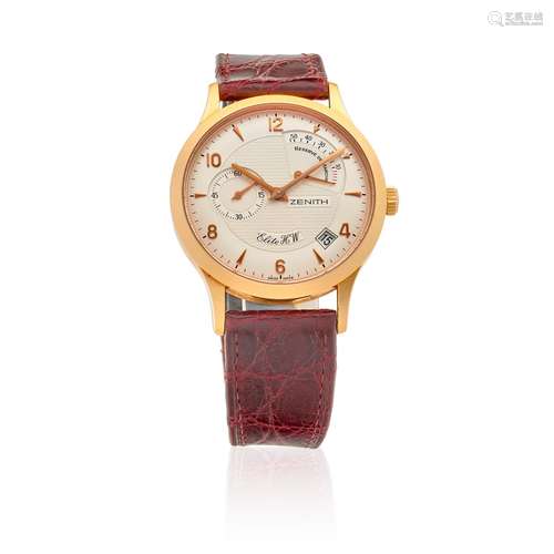 【Y】ZENITH. AN 18K GOLD MANUAL WIND CALENDAR WRISTWATCH WITH ...