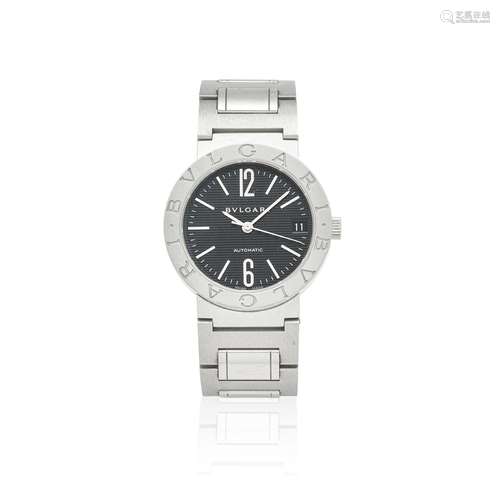 BULGARI. A STAINLESS STEEL AUTOMATIC CALENDAR BRACELET WATCH...