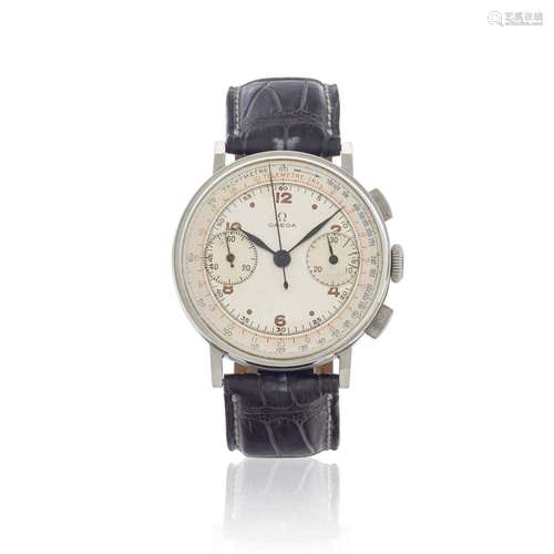 OMEGA. A RARE STAINLESS STEEL CHRONOGRAPH WRISTWATCHRef Cal....