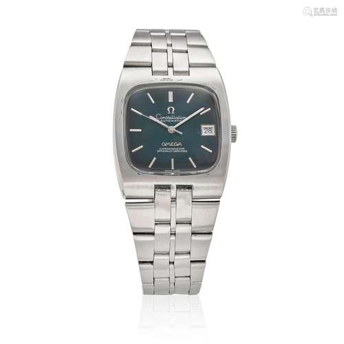 OMEGA. A STAINLESS STEEL AUTOMATIC CALENDAR BRACELET WATCH C...