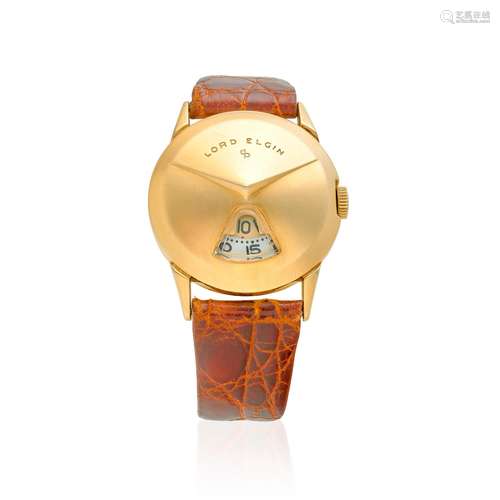 【Y】LORD ELGIN. AN UNUSUAL 14K GOLD FILLED DIGITAL MANUAL WIN...