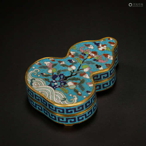 CLOISONNE GOURD BOX, QING DYNASTY, CHINA, 18TH CENTURY