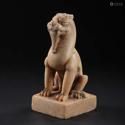 CHINESE TANG DYNASTY WHITE MARBLE BEAST