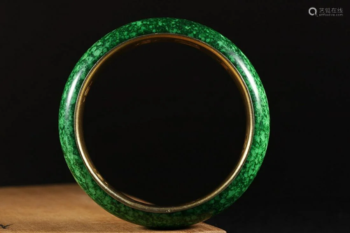 CHINESE GOLD-MOUNTED RARE MATERIAL BANGLE