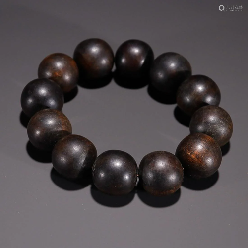 CHINESE AGARWOOD BEADED BRACELET