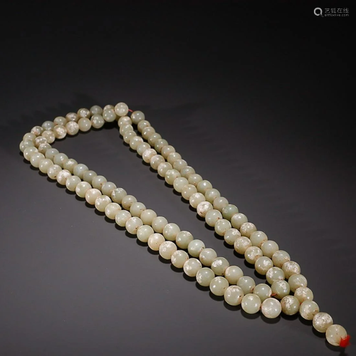 CHINESE ANTIQUE JADE BEADED 108-COUNTS NECKLACE