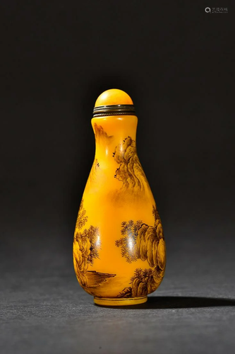 CHINESE MOCAI SNUFF BOTTLE DEPICTING 'LANDSCAPE', ...