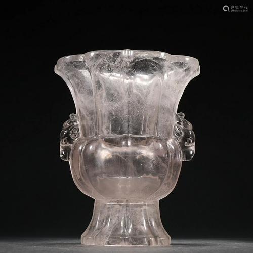 CHINESE CRYSTAL GOAT-HANDLED GU VESSEL