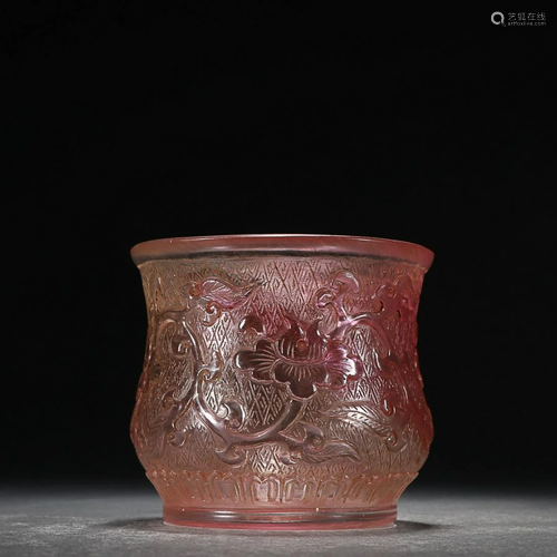 CHINESE GLASS CENSER DEPICTING 'FLORAL', 'QIA...