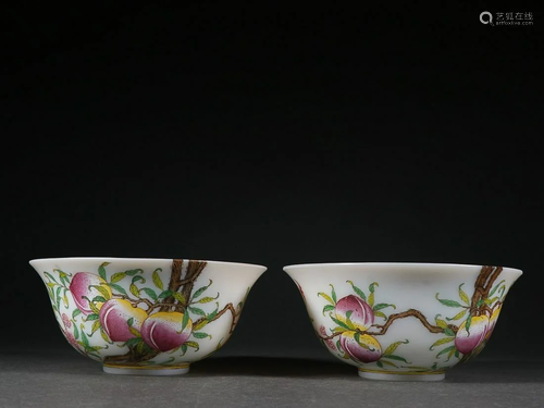 TWO CHINESE PAINTED-ENAMEL GLASS BOWLS DEPICTING 'BAT A...