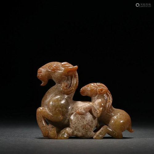 CHINESE ANTIQUE JADE GOAT