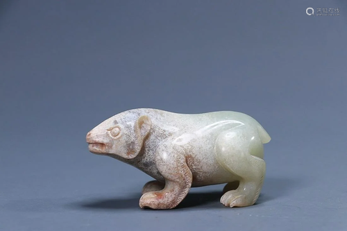 CHINESE ANTIQUE JADE BEAST