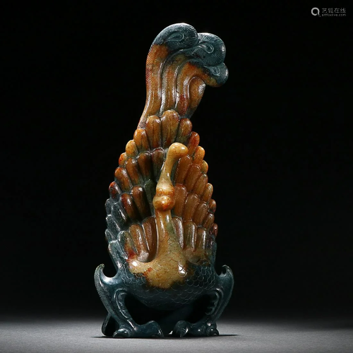 CHINESE ANTIQUE JADE PEACKOCK