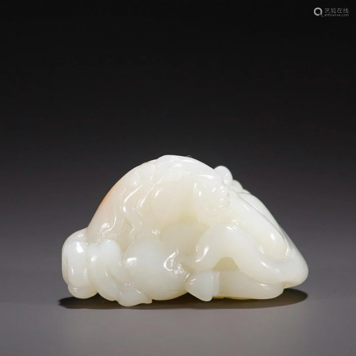 CHINESE HETIAN JADE PENDANT WITH CARVED 'MONKEY ON HORS...